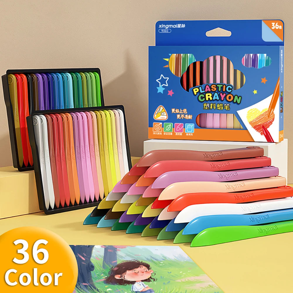 12/18/24/36 Colors Triangular Crayons Set Safe Non-Toxic Triangular Colouring Pencil for Students Kids Children