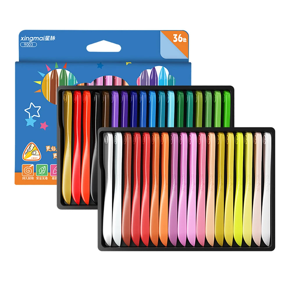 12/18/24/36 Colors Triangular Crayons Set Safe Non-Toxic Triangular Colouring Pencil for Students Kids Children