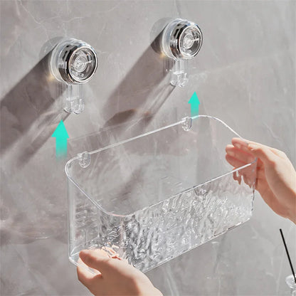 Light Luxury Style Glacier Pattern Suction Cup Shelf Bathroom Suction Cup Storage Rack Holder Punch Free Sorting Box