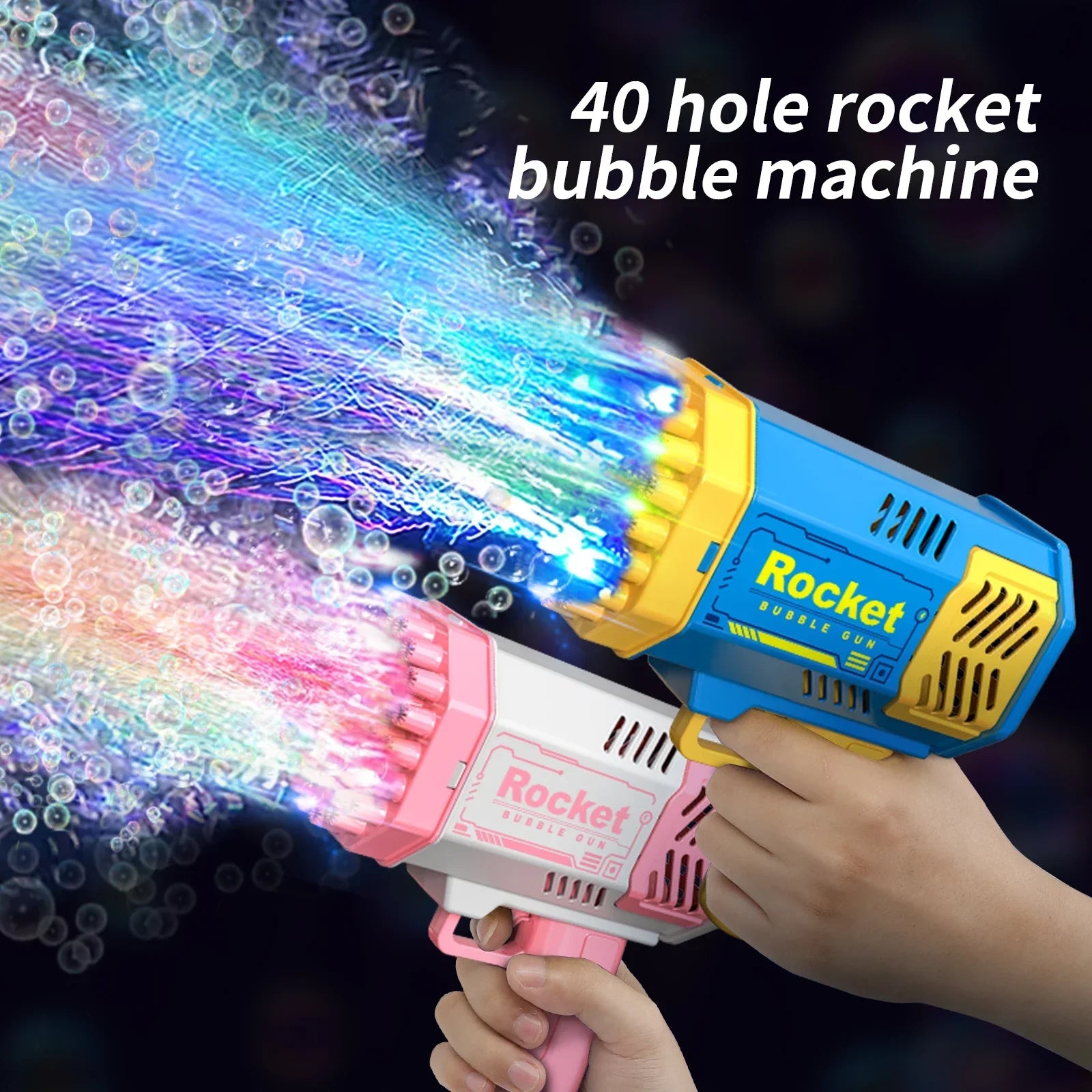 40 Hole Handheld Light Bubble Gun Electric Children'S Bubble Outdoor Bubble Machine Toy without Battery and Bubble Water