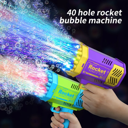 40 Hole Handheld Light Bubble Gun Electric Children'S Bubble Outdoor Bubble Machine Toy without Battery and Bubble Water