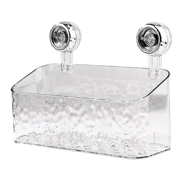 Light Luxury Style Glacier Pattern Suction Cup Shelf Bathroom Suction Cup Storage Rack Holder Punch Free Sorting Box