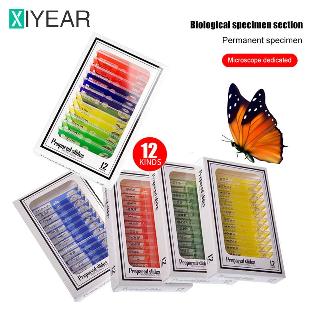 48/60Pcs Prepared Plastic Microscope Slides Biological for Children Student Enlighten Education